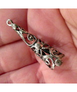 Oblong Filigree Cone Shaped Charm ( Tested Sterling Silver) Unmarked - $12.00