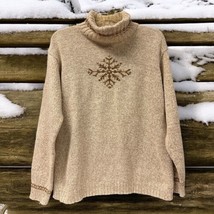 Vintage Woolrich Womens L Pullover Sweater Beige Turtleneck Granny Core Grandma - £27.62 GBP