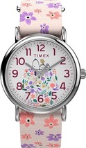 Timex Watch Women&#39;s Peanuts Floral 38mm Watch - Pink Strap White Dial - £49.17 GBP