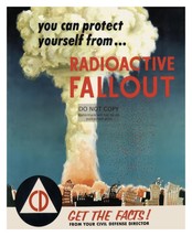 Vintage Nuclear Bomb Radioactive Fallout Civil Defense Poster 8X10 Photo - £6.68 GBP