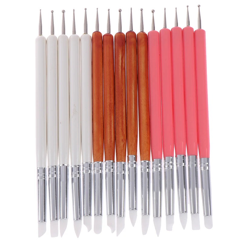 5pcs/Set Soft Pottery Clay Tool Silicone + Stainless steel Two Head Sculpting - £9.07 GBP+