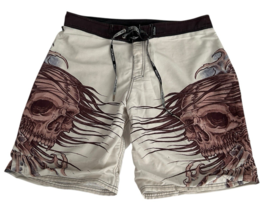 Affliction Board Shorts Fits 38 SKULLS Gothic Y2K AOP Trunks Swimwear Dr... - $47.42