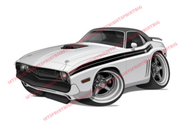 1971 Dodge Challenger RT White Muscle Car Art Wall Decal - £28.92 GBP+