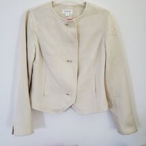 Isaac Mizrahi Blazer Jacket Button Womens Small Cream Ivory Pockets Long... - $19.95