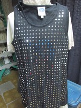 &quot;&quot;BLACK, TANK TOP STYLE TUNIC WITH SILVER SEQUINS DOTS&quot;&quot; - SIZE SMALL - ... - $8.89