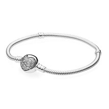 Pandora Silver Sparkling Heart Clear CZ Bracelet 7.5&quot; 19mm - £51.09 GBP