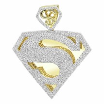 4.00 Karat Runde Künstlicher Diamant Herren Superman Anhänger 14k Gelb Vergoldet - £168.26 GBP