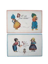 2 Vintage 1913 Dutch Boy &amp; Girl Telephone Love  Postcards Posted - $15.47