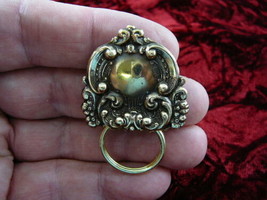 (E-332) dainty Scrolled flower brass Eyeglass pin pendant ID badge holder - £14.14 GBP