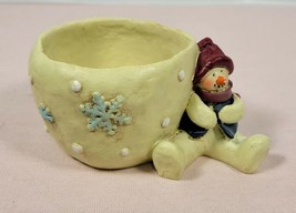 Vintage Ceramic Snowman Votive Tea Lite Light Candle Holder Christmas Ho... - $8.15