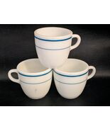 Lotto Di 3 PYREX Caffetteria Mess Hall 723 Latte Vetro Verde Blu Righe F... - $25.91
