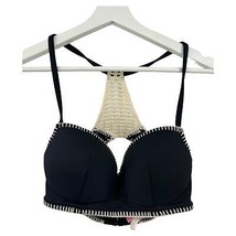 Victoria&#39;s Secret bikini top 32DD black crochet swimsuit womens bathing push up - £25.70 GBP