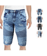 Men&#39;s Faded Wash Distressed Fringe Skinny Slim Fit Jean Stretch Denim Sh... - $514.80 MXN