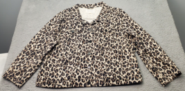 Vince Camuto Jacket Womens 2XL Multi Leopard Print Cropped Collared Button Front - £28.93 GBP