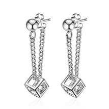 JYouHF Fashionable Women Gift AAA Zircon Rubik&#39;s Cube Charm Earrings Jewelry Gen - £8.53 GBP