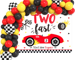 Two Fast Birthday Decoration Race Car 2Nd Birthday Backdrop Banner Ballo... - $26.01