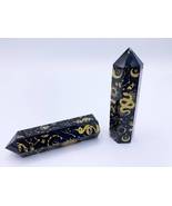 Obsidian Moon GOLD Obelisk ~ Protection, Grounding, Intuition, Mystery, ... - £15.96 GBP