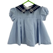 Little Evie Blue Nautical Sailor Inspired Vintage Dress 3-6 Month - $18.30