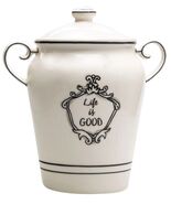KATIE MANDY Home Essentials LIFE IS GOOD Ceramic Lidded Kitchen Canister... - $636.73 MXN