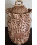 McCoy Pottery Burlap Sack Cookie Jar Vintage Canister Basket Weave ~ 11.... - $102.13 CAD