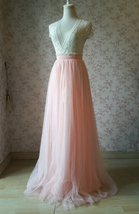 Blush Pink Floor Length Tulle Skirt Outfit Bridesmaid Custom Size Tulle Skirt image 3