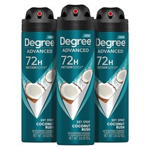 Degree Men Advanced Antiperspirant Deodorant Dry Spray Coconut Rush 3 Count 72-H - $48.99