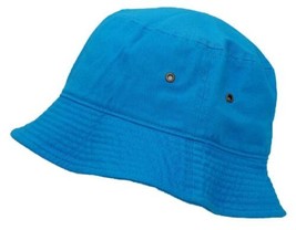 Aqua L/XL Bucket Hat Cap Cotton Sun Hat Outdoor Cap Bucket Brim - £17.24 GBP