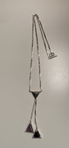 Sterling Silver 925 Chain Necklace Triangle Pendants Y Drop Amethyst 9.39g - $22.44