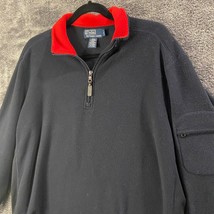 Vintage Polo Ralph Lauren Sweater Mens :arge Black Fleece Polartec 1/4 Zip Pony - £20.58 GBP