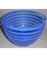  Beautiful BLUE STRIPED Art Glass CENTERPIECE BOWL Krosno MADE IN POLAND - $923.28 MXN
