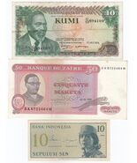 Indonesia, Kenya, Zaire, Full Of 3, All Different Banknotes, Rare-
show ... - $10.53