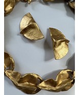 Carol Dauplaise Clip Earrings Necklace Gold Tone Statement Chunky signed... - $4,727.96 MXN