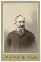 Antique Circa 1880s Cabinet Card Bailey &amp; Fuller Man With Mustache Rochester, NH - £9.53 GBP