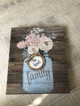 Mason Jar Family Wall Art Pallet Background Sign White Flowers  be Kind - £17.03 GBP