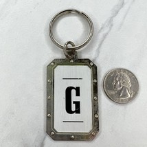 Silver Tone G Initial Letter Monogram Metal Keychain Keyring - £5.54 GBP