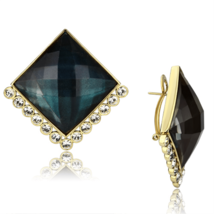 VL064 - IP Gold(Ion Plating) Brass Earrings with Synthetic Synthetic Sto... - $25.49
