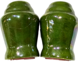 Vintage Green Carnival Glass Salt And Pepper Shaker Set - $19.99