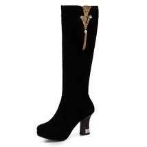 Autumn Winter Knee High Boots Women Black Red Women&#39;s High Boots Luxury Casual H - £56.28 GBP