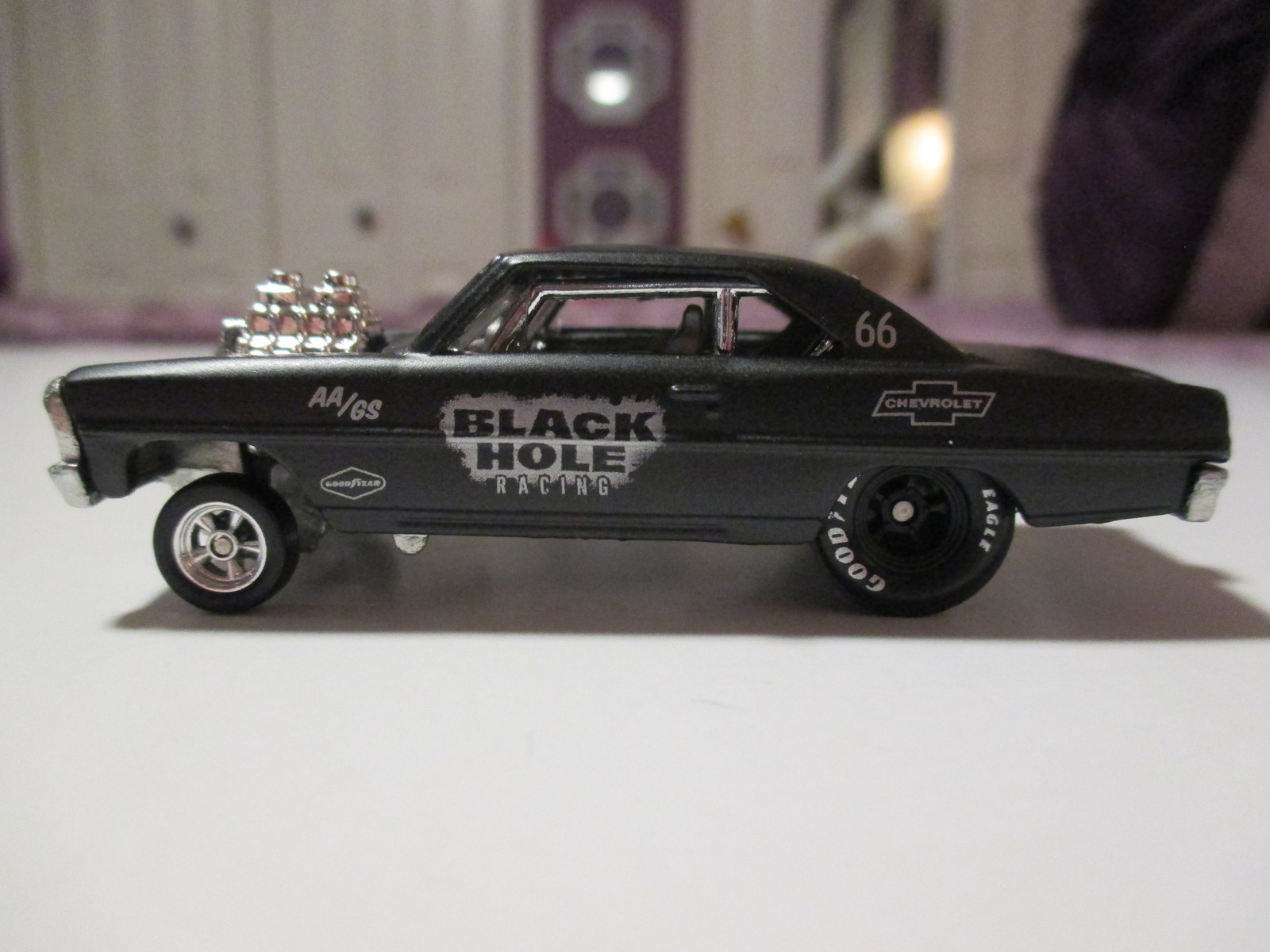 Hot Wheels, 66 Super Nova Gasser, Black Hole Racing, Flat Black, Real Ri... - $15.00