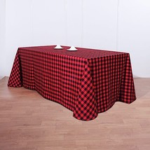 Black Red Buffalo Plaid 90X132&quot;&quot; Rectangular Polyester Tablecloth Picnic Events  - £25.48 GBP