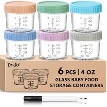 DRKIO 6 Pack Glass Baby Food Storage Containers 4oz BPA Free Leak Proof - $269.29 MXN