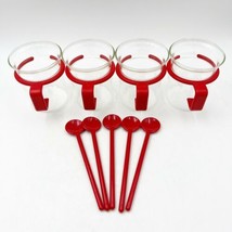 Vintage Bodum Carsten Jorgensen Red Espresso Cups W Spoons Captain Picard - $99.00