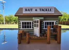 Wind Up Musical Toy Bait &amp; Tackle Shop with Opening Front Door Handmade ... - $76.26