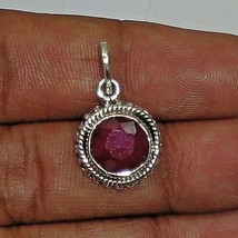 Sterling Silver Pendant Necklace Natural Ruby Fine Jewelry PS-1026 - £34.85 GBP