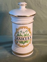 Vintage Sanicula Apothecary Porcelain Jar Pharmacy Botanical Decorative ... - $93.43 CAD