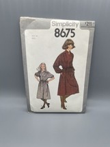 VTG 70s Pullover Dress Size 14 Simplicity 8675 Sewing Pattern Collar, Pockets - £8.27 GBP