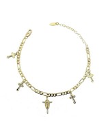 18k Layered Real Gold Filled Anklet Bracelet With Cross 10&quot; - $9.95