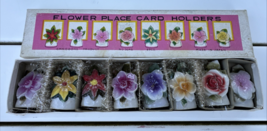 Vintage Porcelain Flower Place Card Photo Holder Set Cmmodore Made In Japan - $27.71
