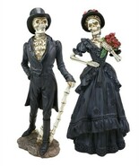 Day of The Dead Steampunk Skeleton Wedding Bride And Groom Couple Statue... - $1,104.26 MXN