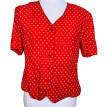Leslie Fay Red Polka Dot Short Sleeve Blouse Size 8 - £19.41 GBP